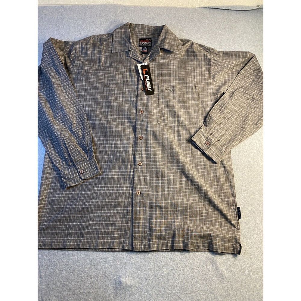 Fubu Men's Adult‎ Sz XL  Button Shirt Long Sleeve Gray Band New With Tags